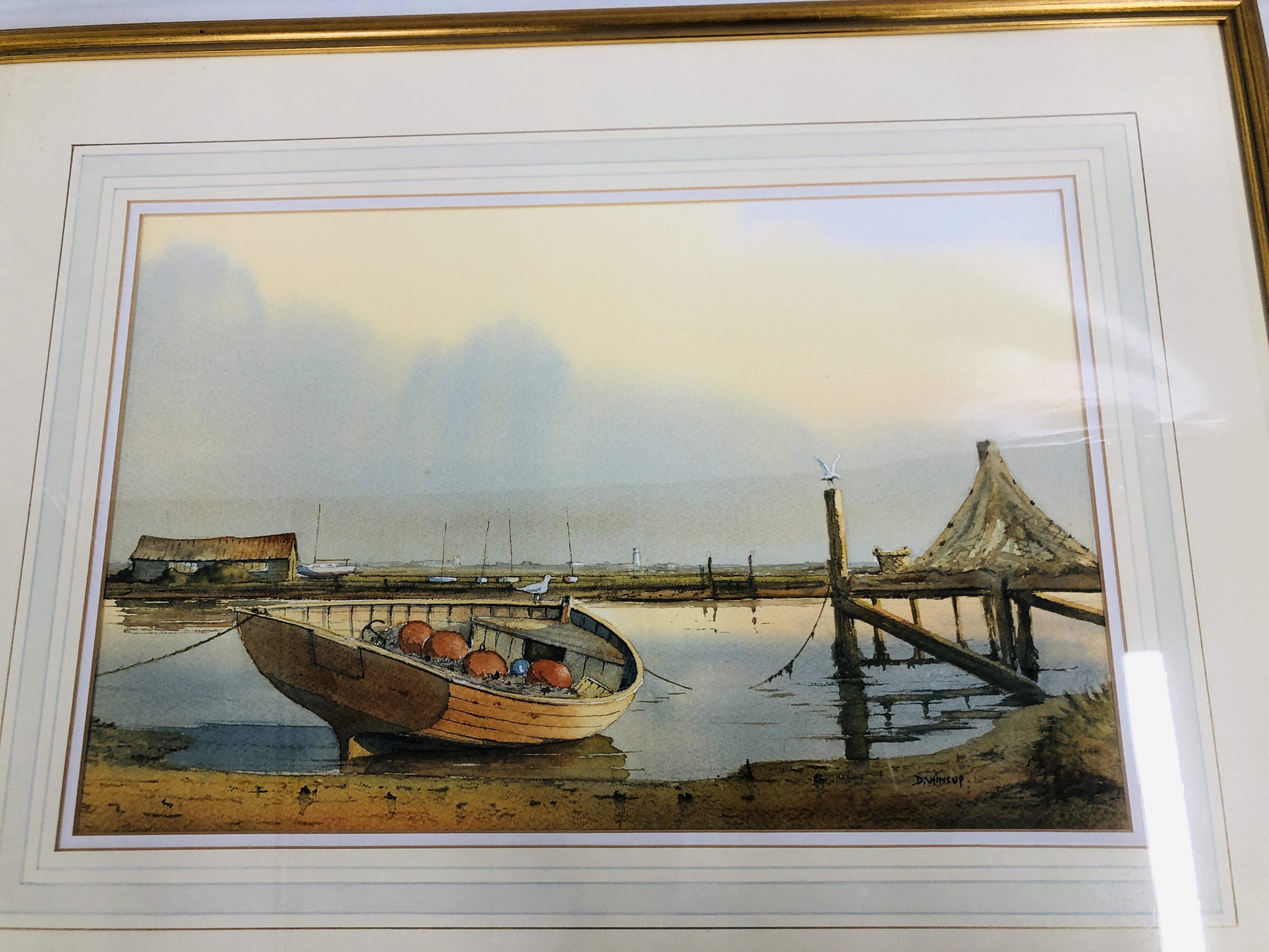 AN ORIGINAL FRAMED WATERCOLOUR "MORNING LIGHT WALBERSWICK" BEARING SIGNATURE D. - Image 2 of 3