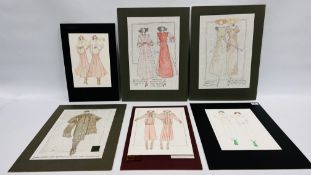 A FOLIO OF 26 ORIGINAL FASHION DESIGN SKETCHES TO INCLUDE BEARING SIGNATURE BARBARA KENNINGTON,