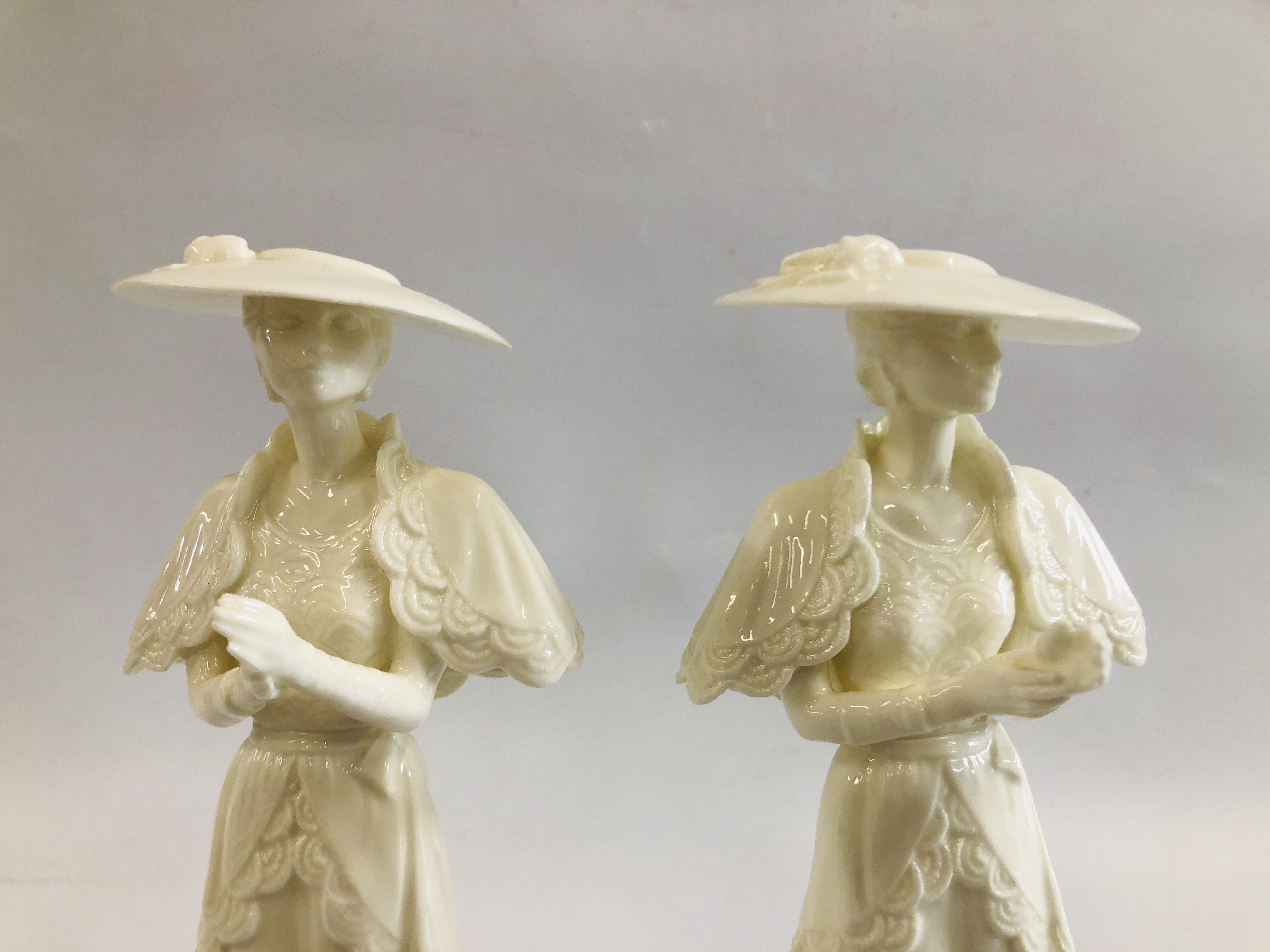 A PAIR OF HIGH SOCIETY COALPORT FIGURES SCULPTURED BY JOHN BROMLEY BEARING SIGNATURE. - Image 2 of 8