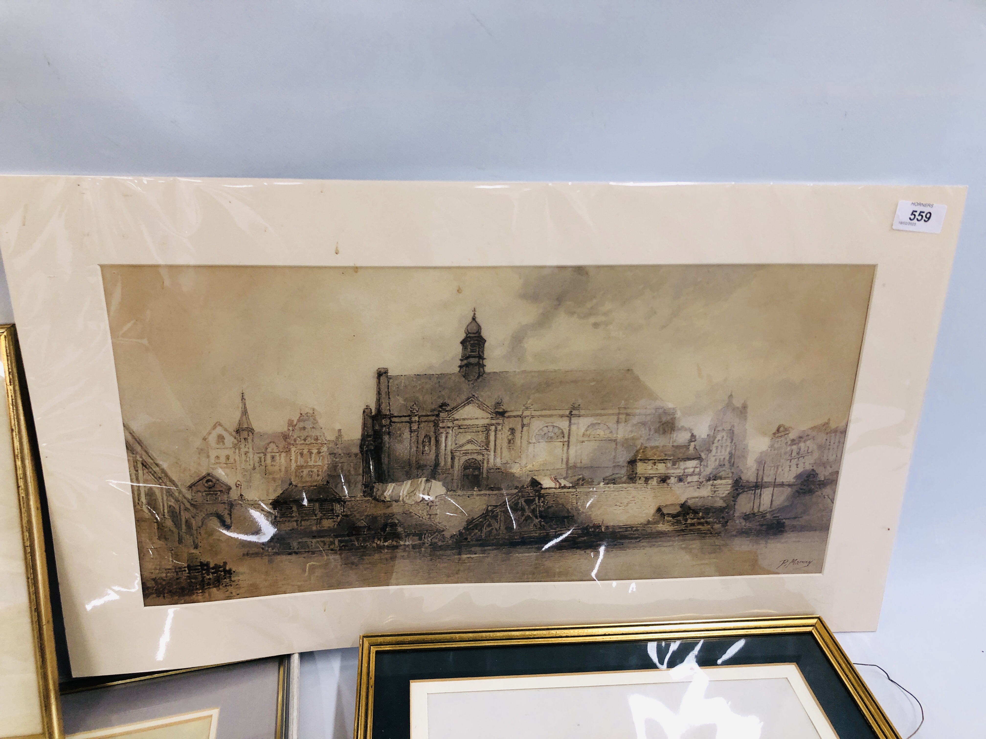 GILT FRAMED WATERCOLOUR, DEPICTING A SEA SCAPE BEARING INDISTINCT SIGNATURE W 26.5CM. X H 17CM. - Image 9 of 10