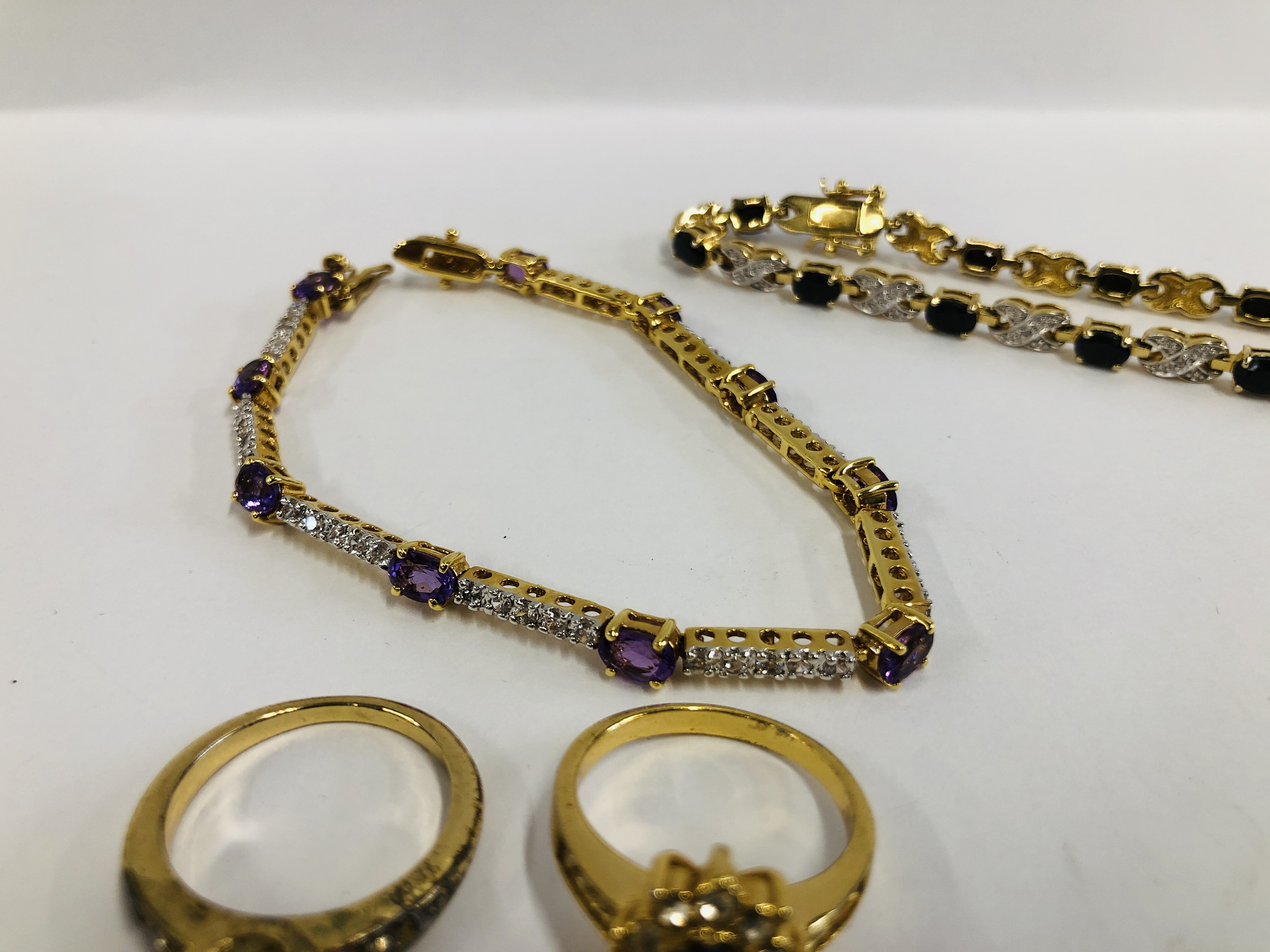 TWO FANCY STONE SET BRACELETS, ONE WITH AMETHYST, - Image 3 of 8