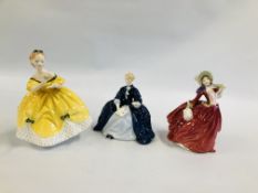 3 X ROYAL DOULTON FIGURINES TO INCLUDE THE LAST WALTZ HN 2315, AUTUMN BREEZES, LAURIANNE HN 2719.