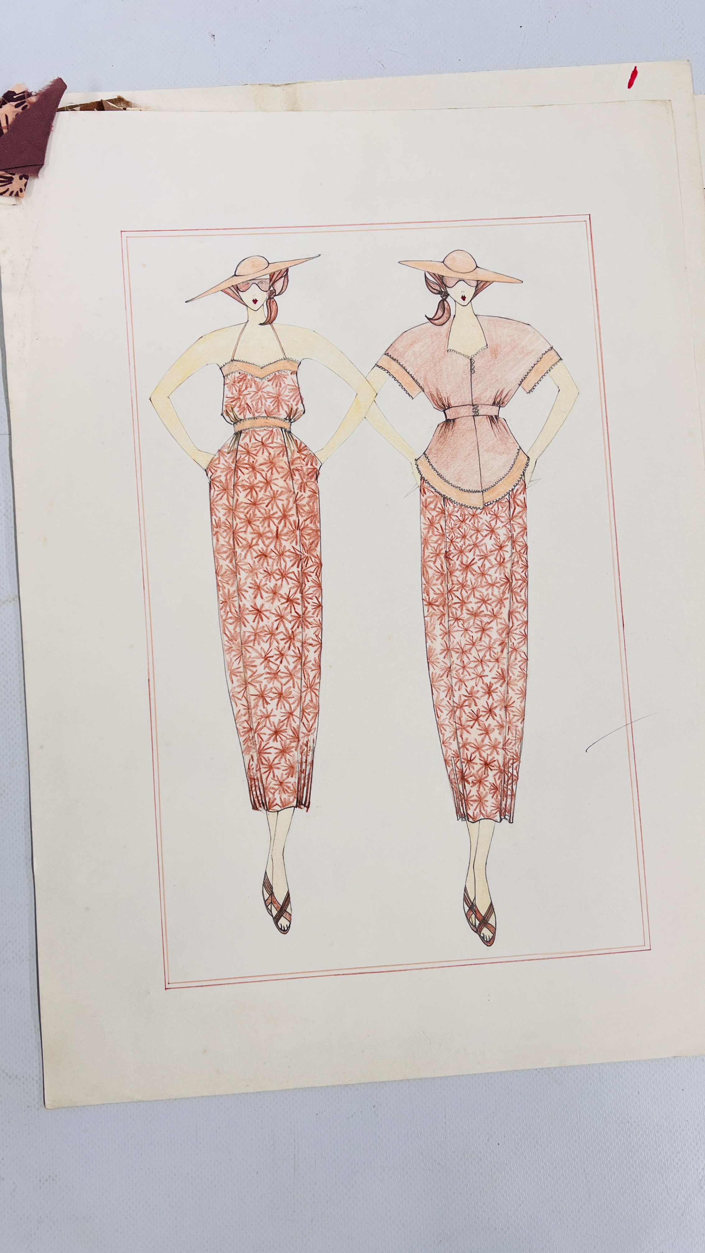 A FOLIO OF 26 ORIGINAL FASHION DESIGN SKETCHES TO INCLUDE BEARING SIGNATURE BARBARA KENNINGTON, - Image 10 of 27