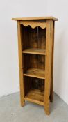 A 3 TIER RUSTIC PINE STAND H 123CM X D 29.5CM X W 44CM.