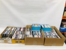 AN EXTENSIVE COLLECTION OF ASSORTED DVD'S IN FOUR LARGE AND TWO SMALL BOXES ETC.