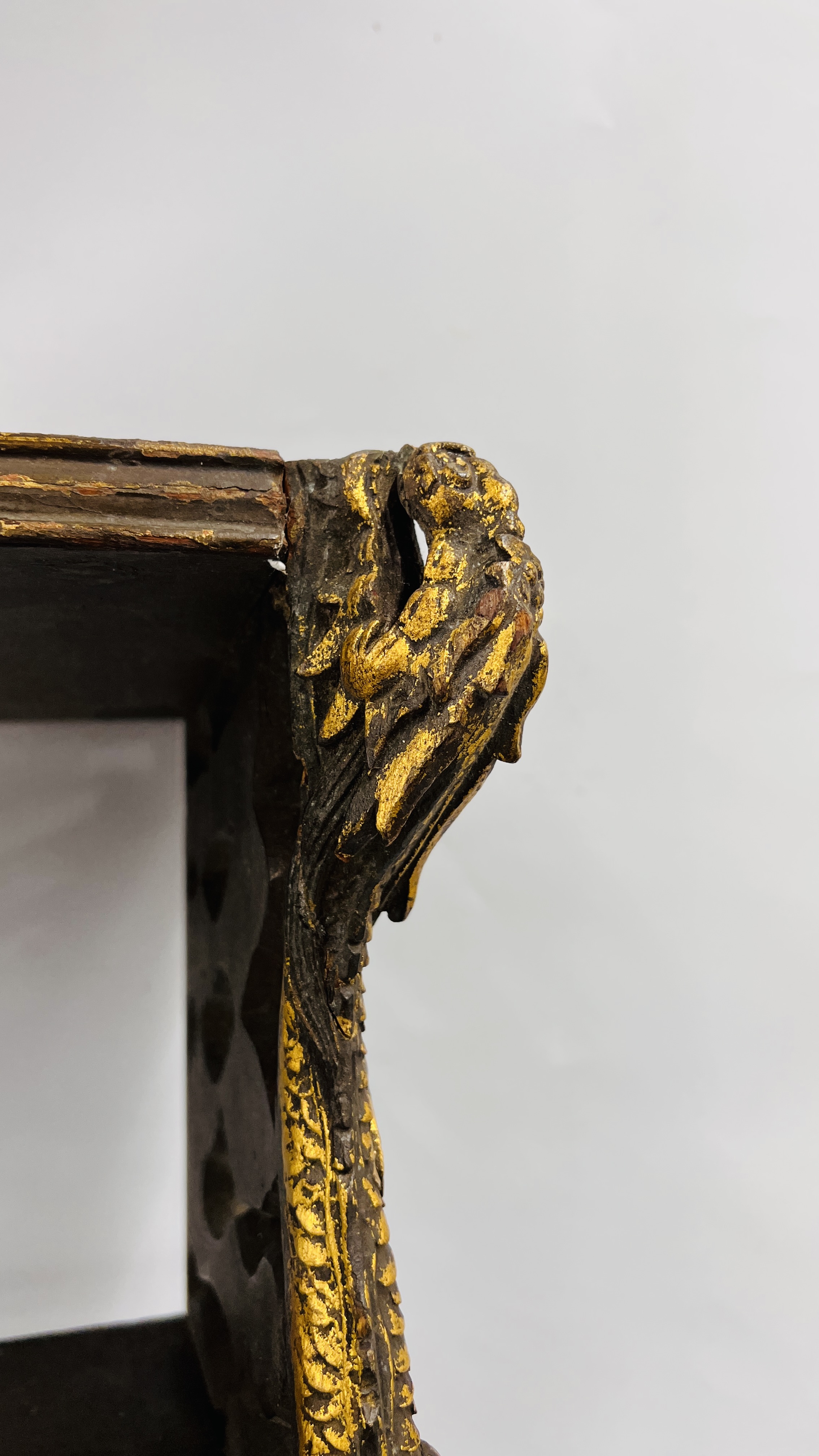 C20TH CHINESE STYLE THREE TIER BRACKET SHELF WITH DRAGON CARVED DETAIL - W 117CM. H 60CM. D 24CM. - Image 4 of 9