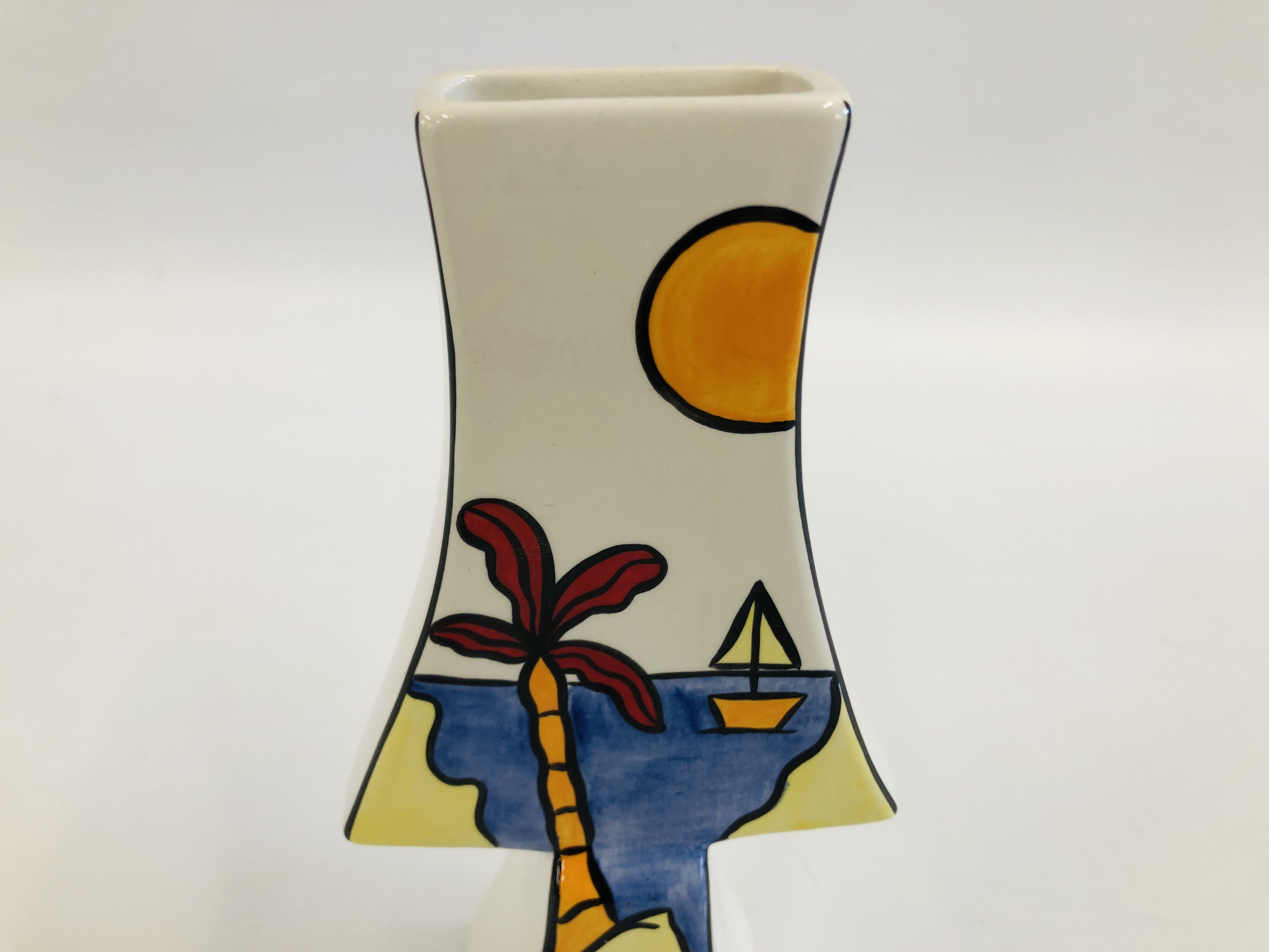 A POTTERY FLASK VASE "TROPICANA" SIGNED LORNA BAILEY H 22.5CM. - Image 2 of 5