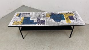 JOHN PIPER RETRO COFFEE TABLE "THE LONDON SKYLINE" L 114CM, D 37.5CM, H 36CM.