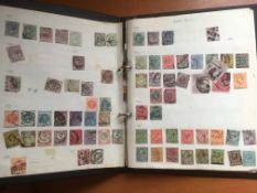 GB: BOX WITH STAMP COLLECTIONS IN SIX VOLUMES AND LOOSE.