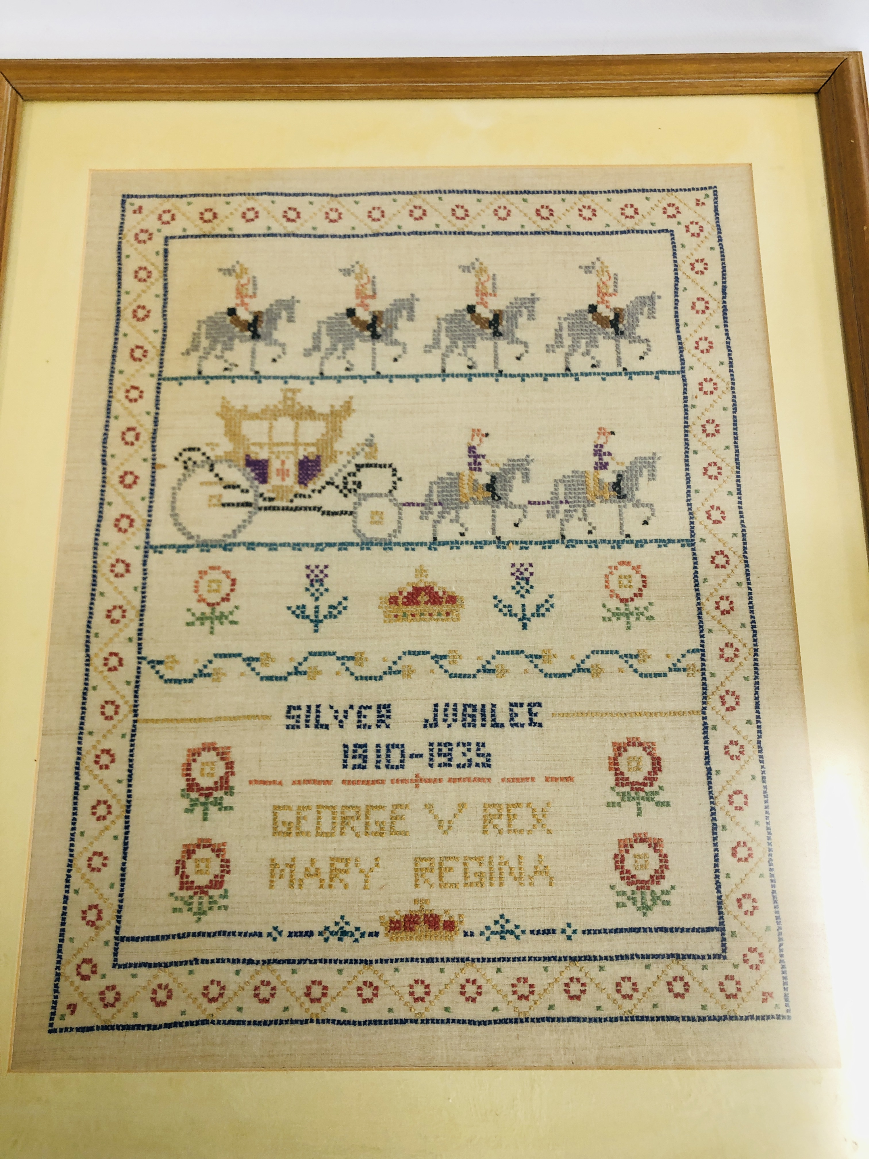 TWO FRAMED SAMPLERS TO INCLUDE "SILVER JUBILEE OF THEIR MAJESTIES KING GEORGE V AND QUEEN MARY" - Image 2 of 4