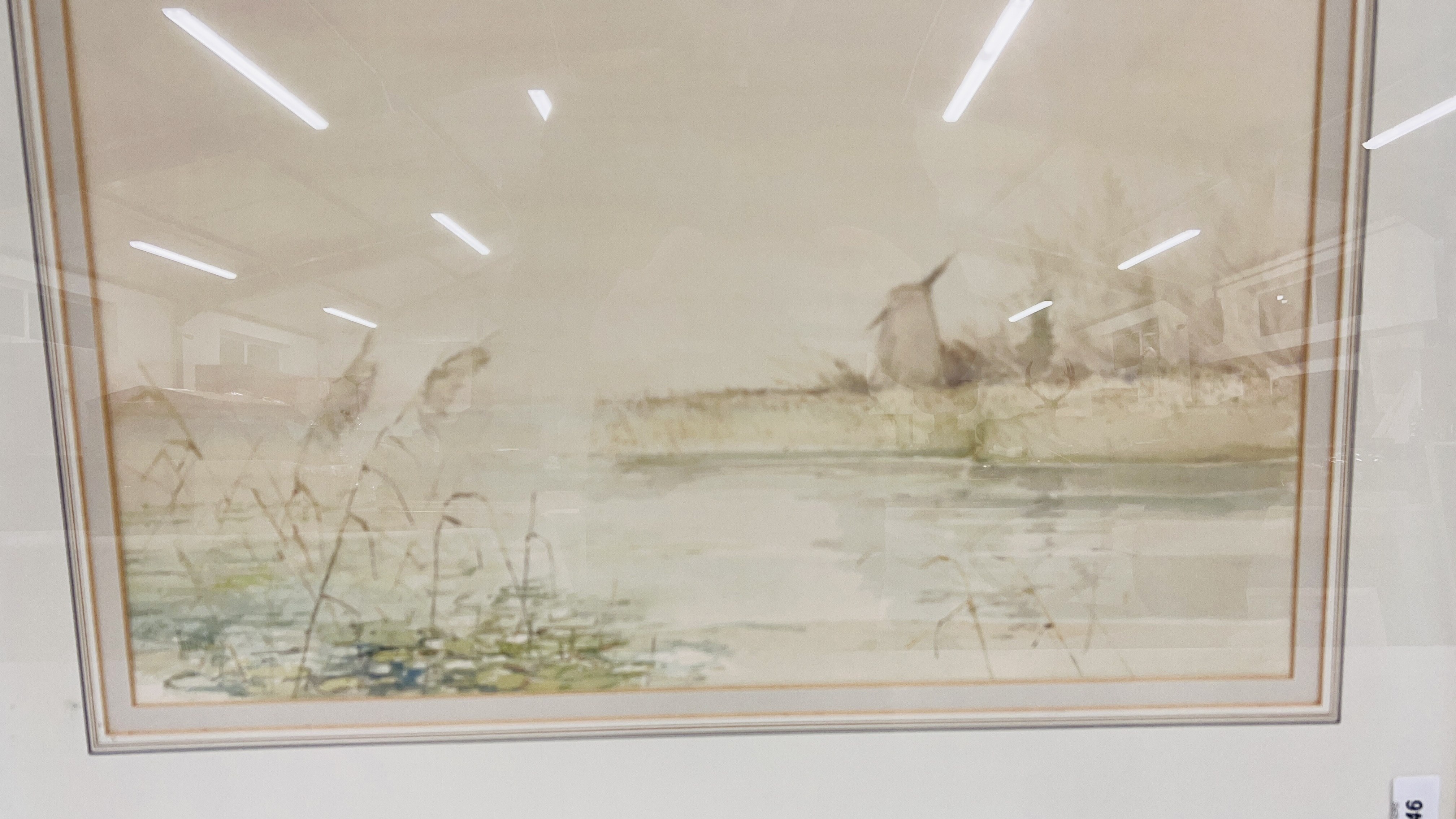 FRAMED AND GLAZED WATERCOLOUR BY 'JASON PARTNER' TITLED 'MISTY MORNING ON THE BROAD' 21" X 14". - Image 2 of 3