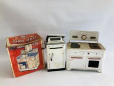VINTAGE "METTOY" MIGNOTETTE TOY TIN AND ENAMELLED SINK UNIT, BOXED,