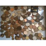 A COLLECTION OF COINS IN TWO ALBUMS AND LOOSE, GB PENNIES INCLUDING 1950 AND 1951,