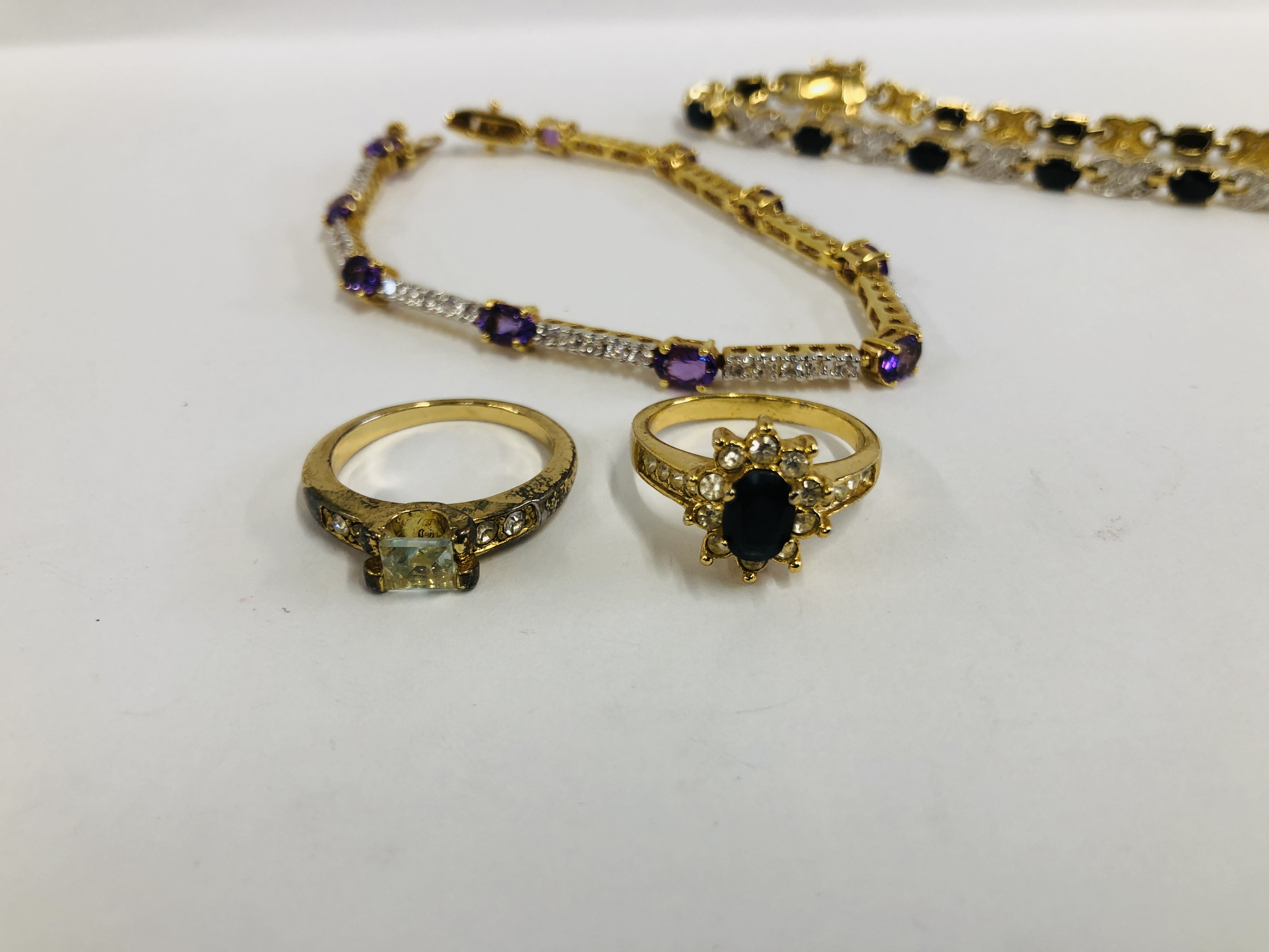 TWO FANCY STONE SET BRACELETS, ONE WITH AMETHYST, - Image 2 of 8