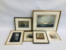 A GROUP OF SIX WATERCOLOURS BEARING SIIGNATURE HANNAFORD JNR. BOATING SCENES.