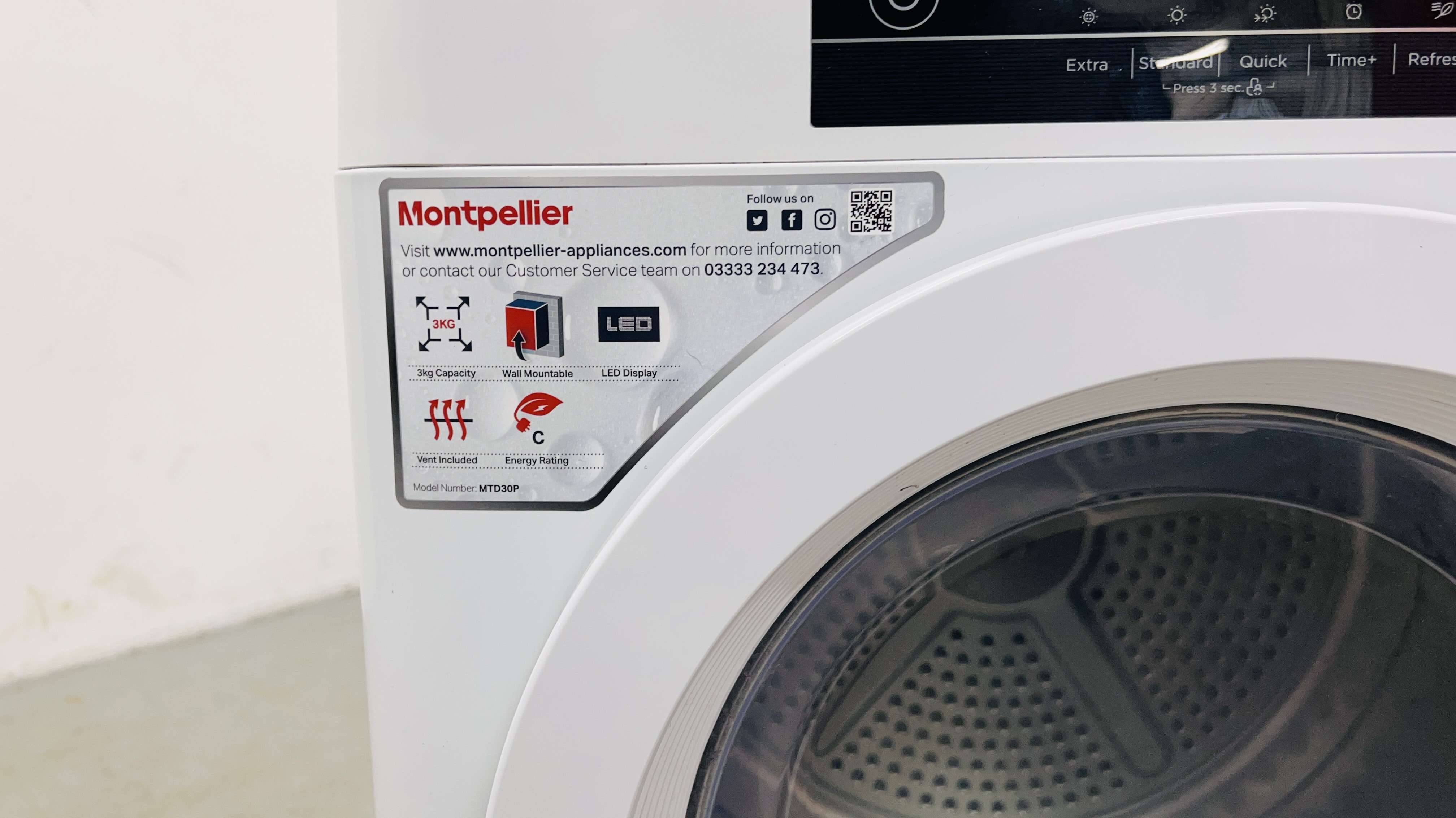 MONTEPELLIER 3K TUMBLE DRYER MODEL MTD30P - SOLD AS SEEN. - Image 4 of 6