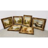 A GROUP OF 6 GILT FRAMED LANDSCAPES,