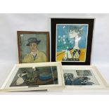 A GROUP OF FOUR FRAMED PRINTS TO INCLUDE VAN GOGH "PORTRAIT OF ARMAND ROULIN",