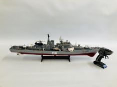 REMOTE CONTROL MODEL BATTLE SHIP HT-2879B ON STAND - SOLD AS SEEN