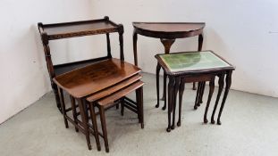 4 PIECES OF OCCASIONAL FURNITURE TO INCLUDE EST OF 3 LEATHER TOP,