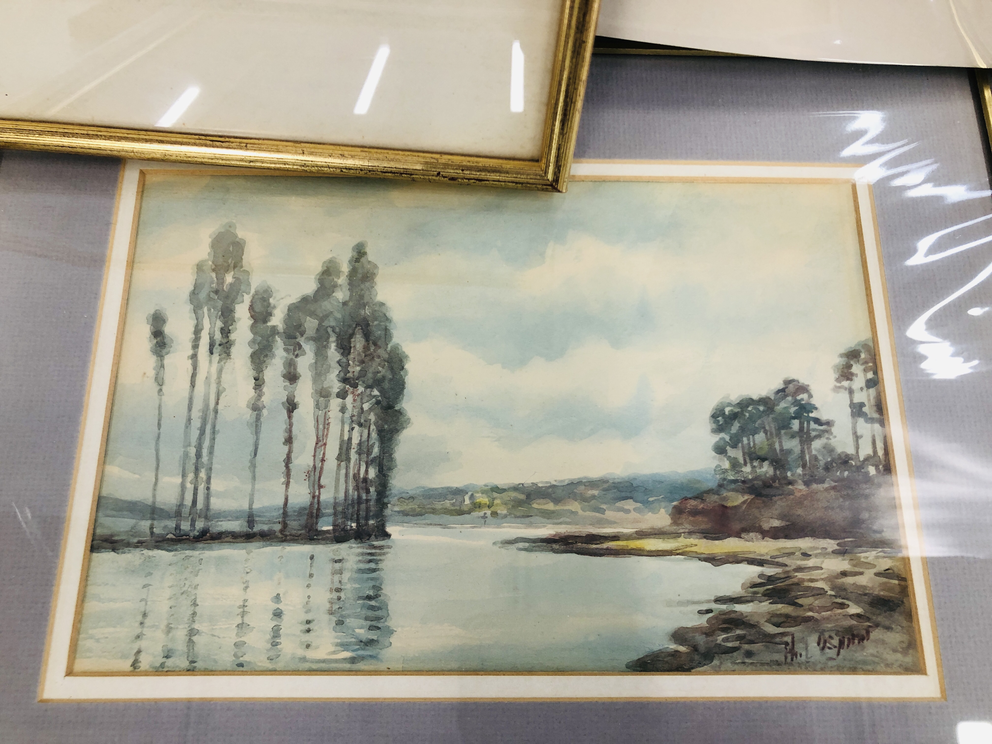 GILT FRAMED WATERCOLOUR, DEPICTING A SEA SCAPE BEARING INDISTINCT SIGNATURE W 26.5CM. X H 17CM. - Image 6 of 10
