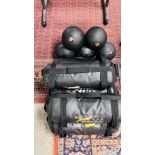 5 X WOLF X POWER TRAINING BAGS; VARIOUS WEIGHTS ALONG WITH 7 X MEDICINE BALLS,
