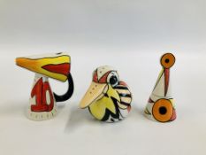 A GROUP OF 3 POTTERY EXAMPLES TO INCLUDE OPEN DAY COMMEMORATIVE PIECES SIGNED LORNA BAILEY -