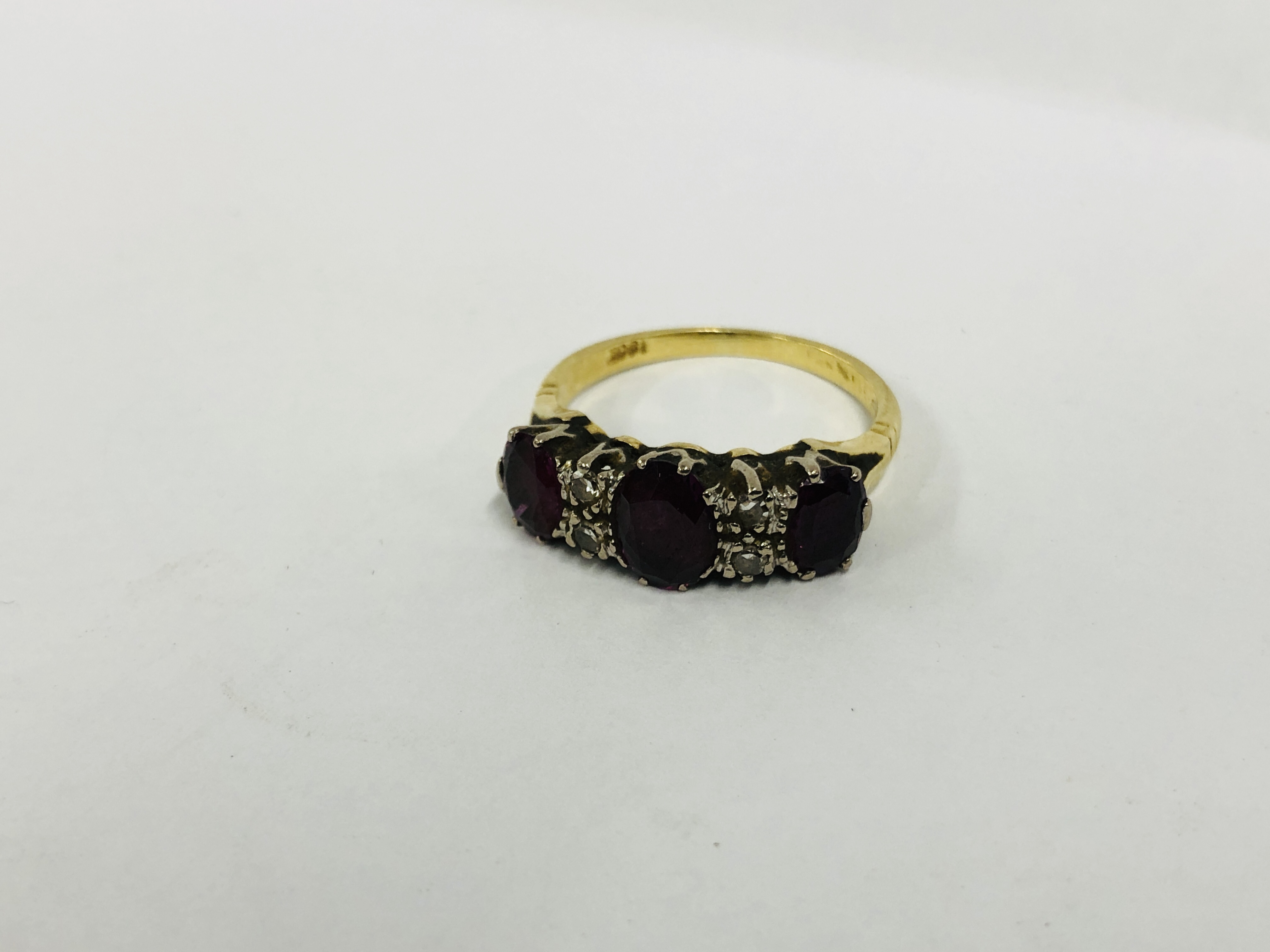 AN 18CT YELLOW GOLD RUBY AND DIAMOND SET DRESS RING, - Image 2 of 7