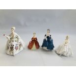 A GROUP OF THREE ROYAL DOULTON FIGURINES TO INCLUDE HEATHER HN 2956, DIANA HN 2468,