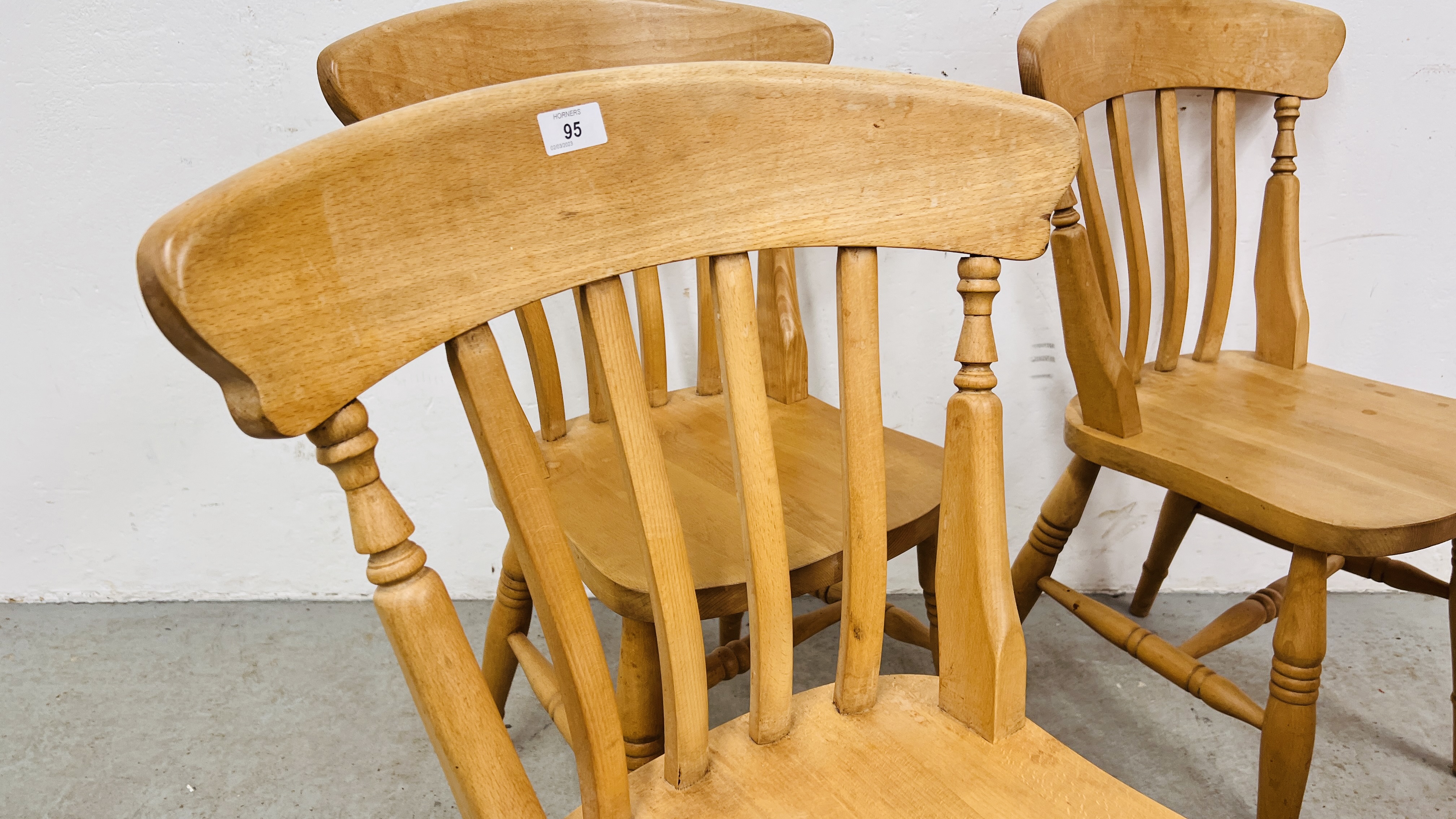 SET OF FOUR MODERN BEECHWOOD KITCHEN CHAIRS. - Image 3 of 8