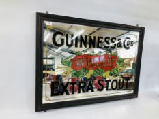 VINTAGE GUINNESS & CO.'S EXTRA STOUT ON DRAUGHT ADVERTISING MIRROR. W 90CM. H 64CM.