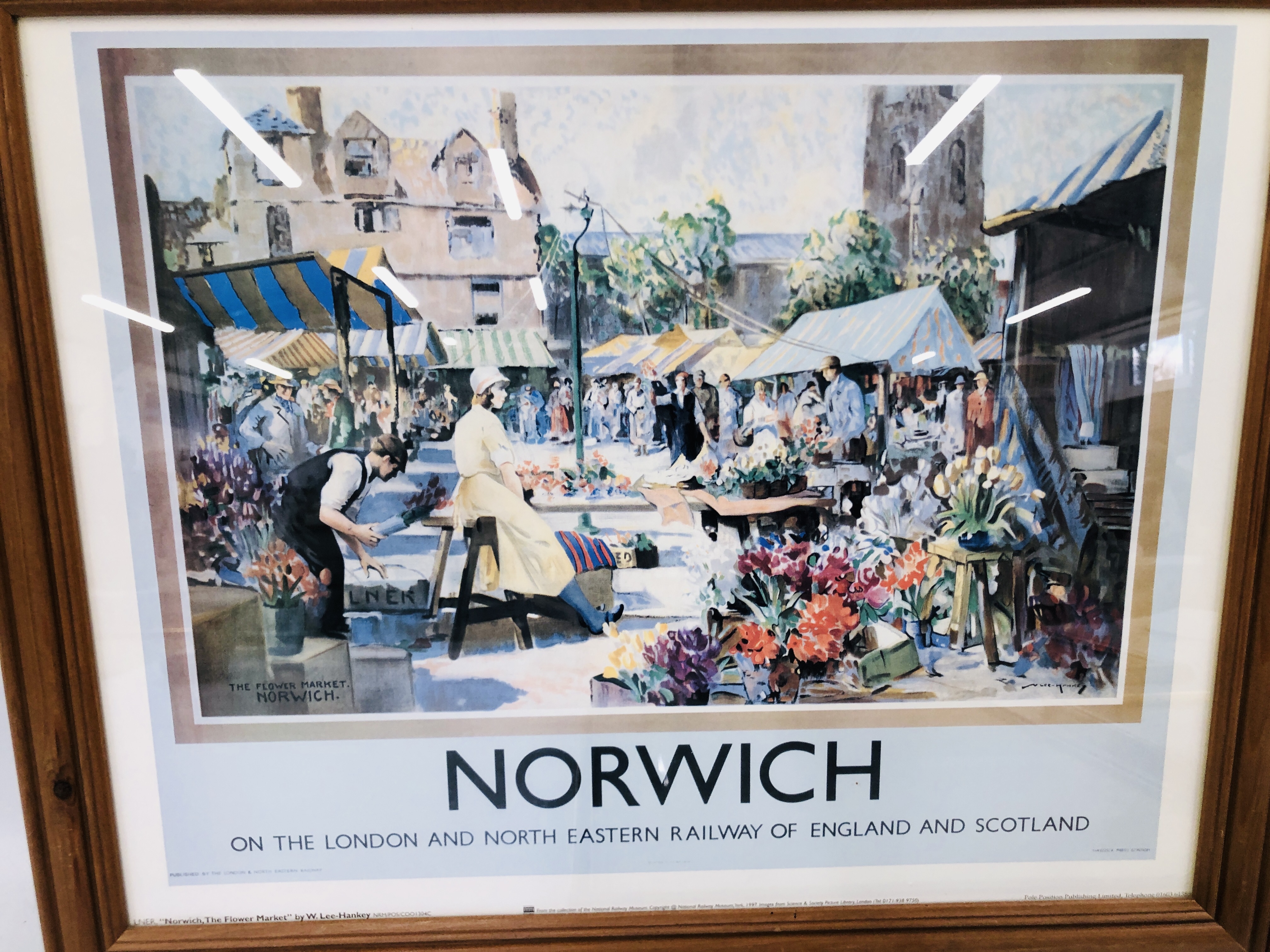 A PAIR OF FRAMED ADVERTISING PRINTS "NORWICH" AND "THE BROADS" ALONG WITH A FRAMED MAP OF "HUNDRED - Image 6 of 7