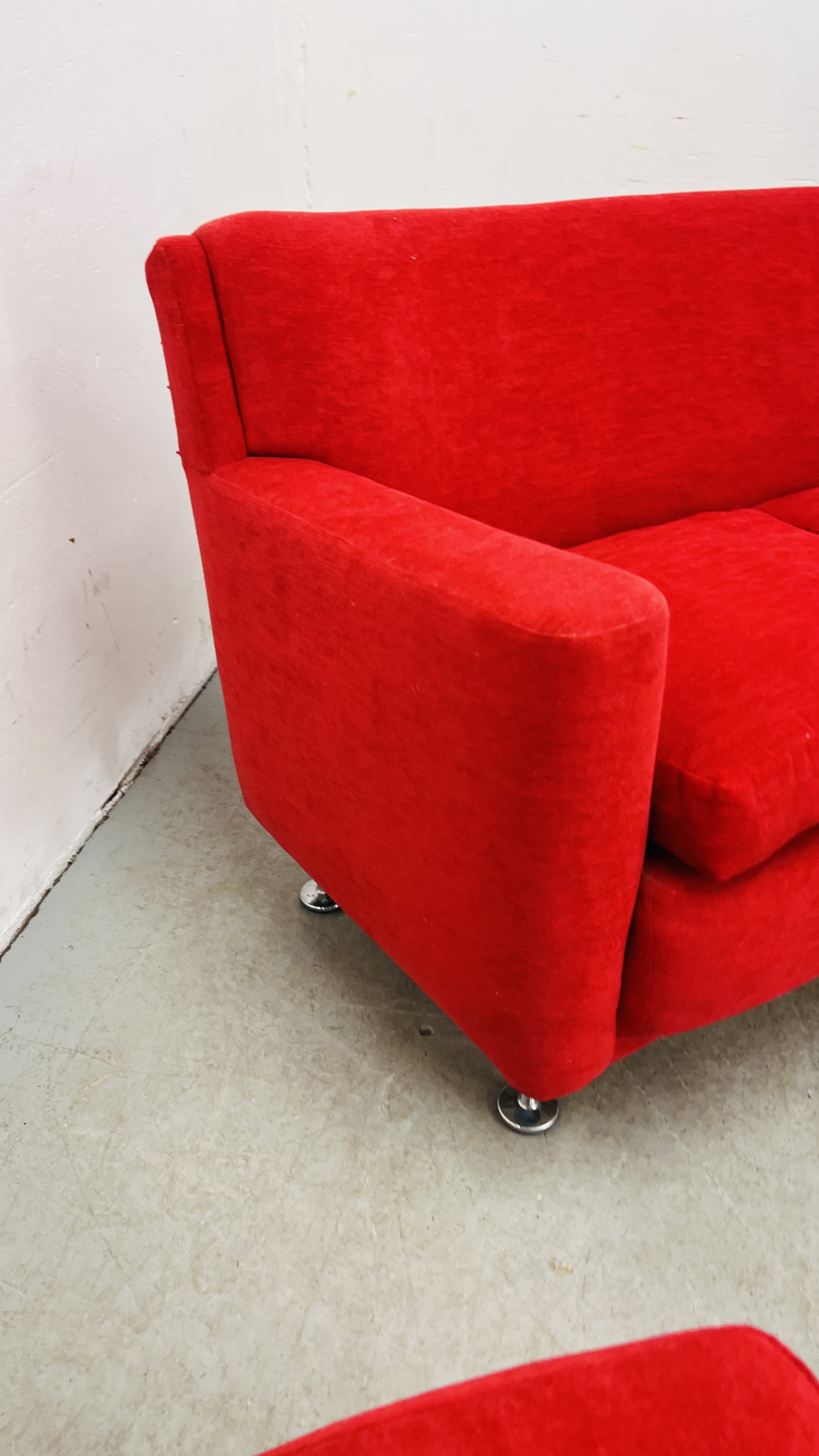 A C20TH BOWED THREE-SEATER SOFA WITH A MATCHING NURSING CHAIR. - Image 10 of 11