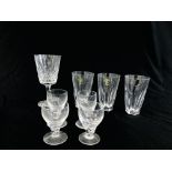 A GROUP OF 3 WATERFORD "SHEILA" TUMBLERS WITH ORIGINAL LABELS ALONG WITH A WATERFORD LISMORE GOBLET