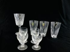 A GROUP OF 3 WATERFORD "SHEILA" TUMBLERS WITH ORIGINAL LABELS ALONG WITH A WATERFORD LISMORE GOBLET