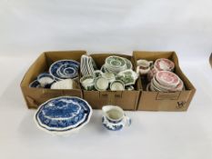 AN EXTENSIVE COLLECTION OF ADAMS IRONSTONE ENGLISH SCENIC TEA AND DINNERWARE TO INCLUDE BLUE,