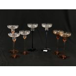 A COLLECTION OF GOOD QUALITY WIDE BOW CANDLESTICKS, SOME BEARING MAKERS MARK WEDGEWOOD,