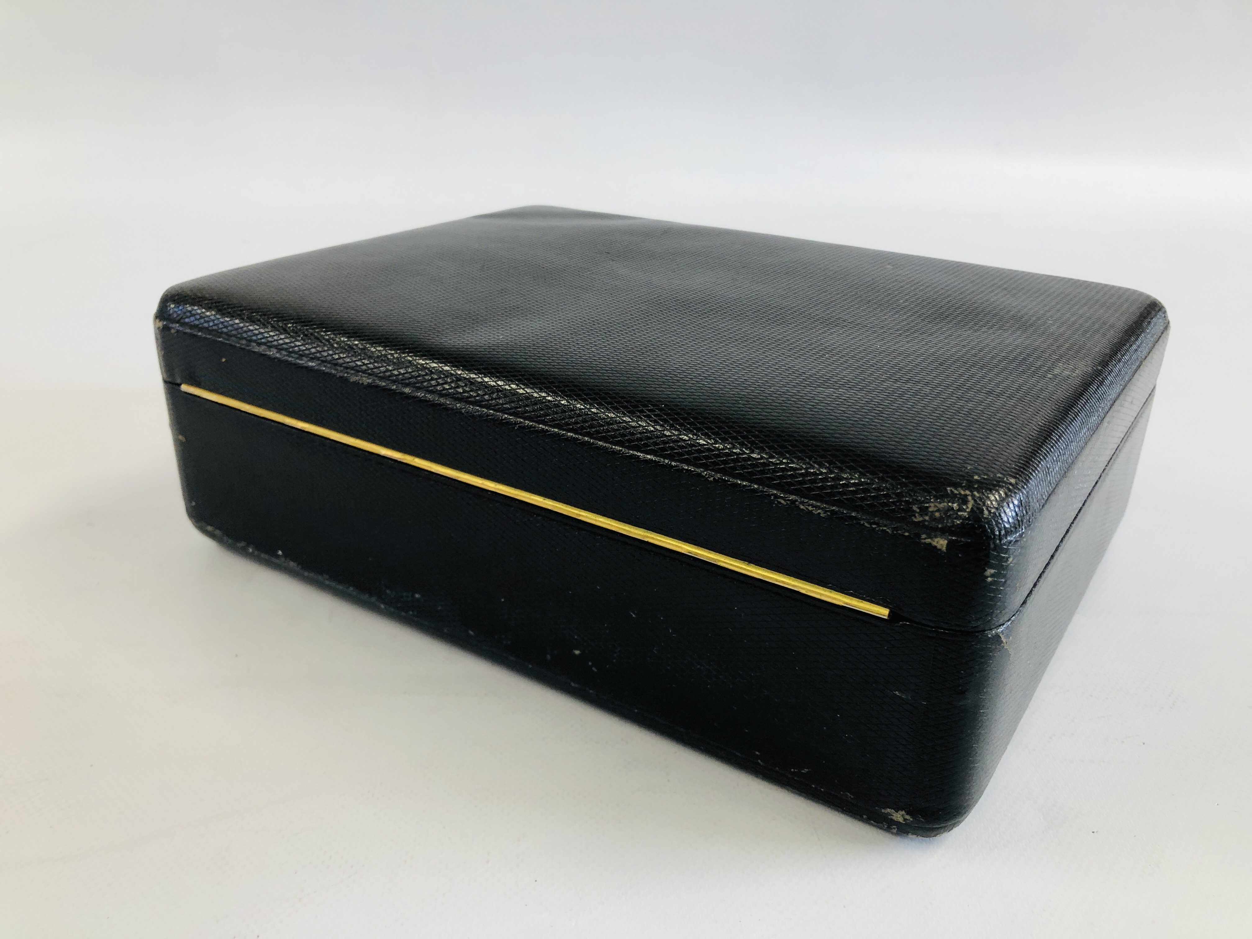 A BLACK LEATHERED JEWELLERY CASE MANUFACTURED FOR HARRODS. - Image 8 of 8