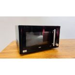 DELONGHI MICROWAVE OVEN, BLACK FINISH. - SOLD AS SEEN.