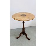 A VICTORIAN PEDESTAL OCCASIONAL TABLE.