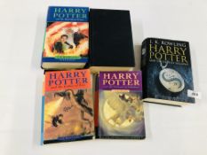 FOUR HARRY POTTER BOOKS - TWO BEING FIRST EDITIONS.