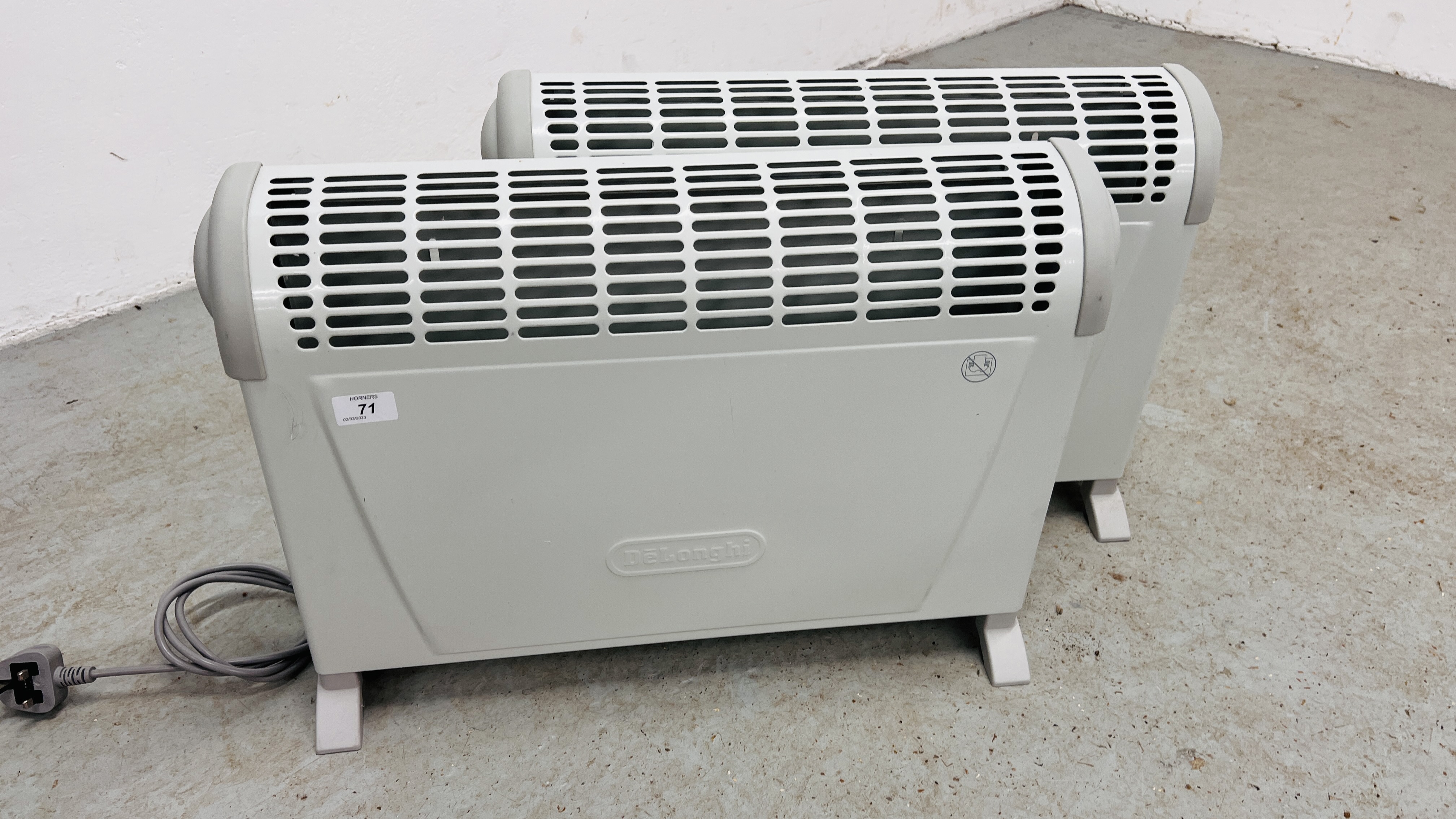 TWO DELONGHI ELECTRIC CONVECTOR HEATERS - SOLD AS SEEN