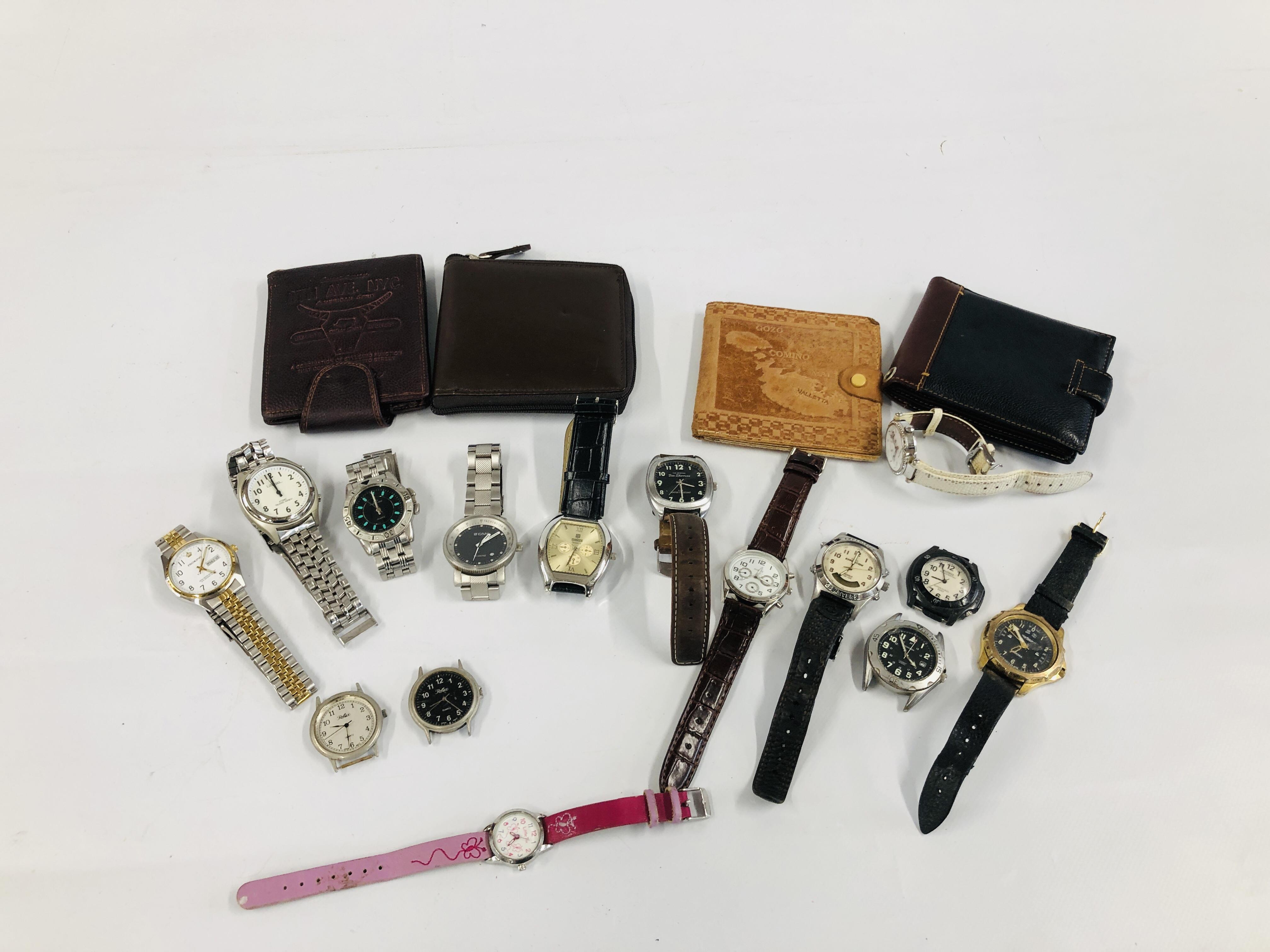 COLLECTION OF FIFTEEN VARIOUS WRIST WATCHES, SOME A/F CONDITION TO INCLUDE TOMMY HILFIGER,