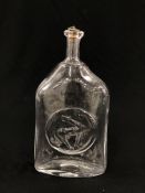 A DANISH MID CENTURY STYLE CLEAR GLASS FLASK DECANTER,