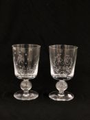 A GLASS GOBLET ENGRAVED AQUARIUS AND ANOTHER WITH MONOGRAM R & E 1968 APPROX 17CM H.