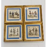 FOUR EARLY C19TH FRENCH MILITARY PRINTS, 9.5 X 11CM.