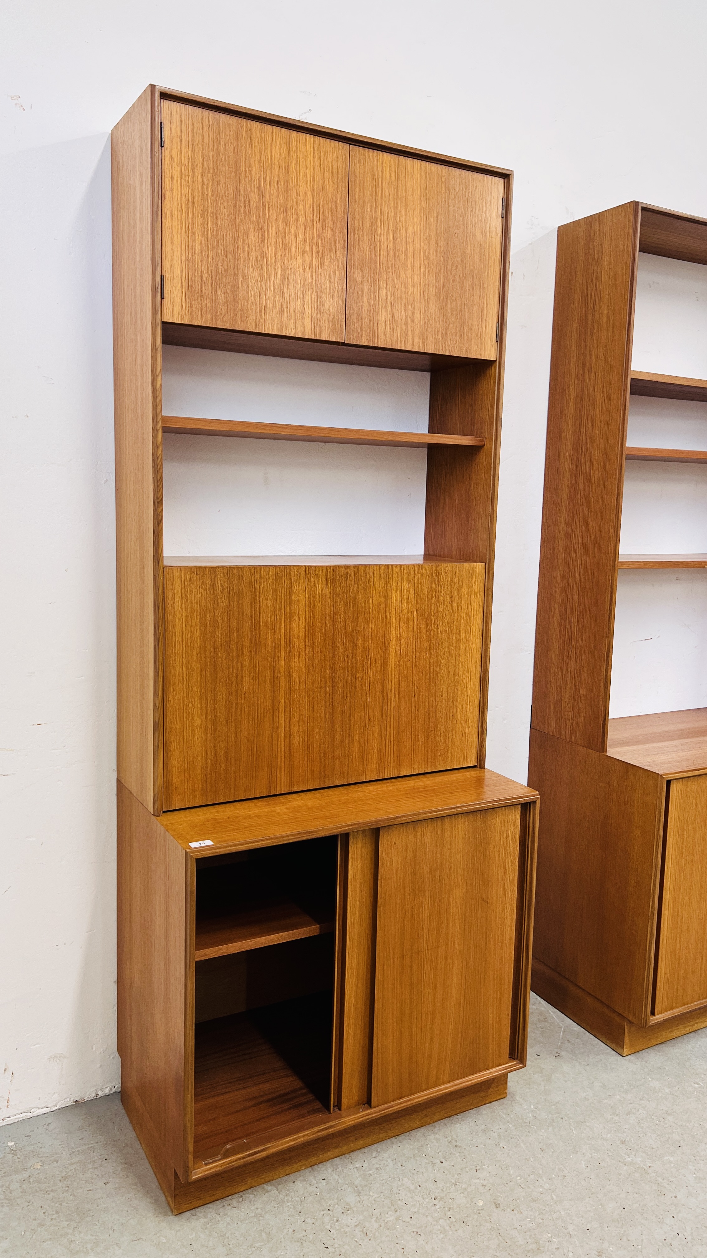 TWO G PLAN TEAK WALL UNITS, EACH W 76CM, D 46CM, H 199CM. - Image 9 of 11