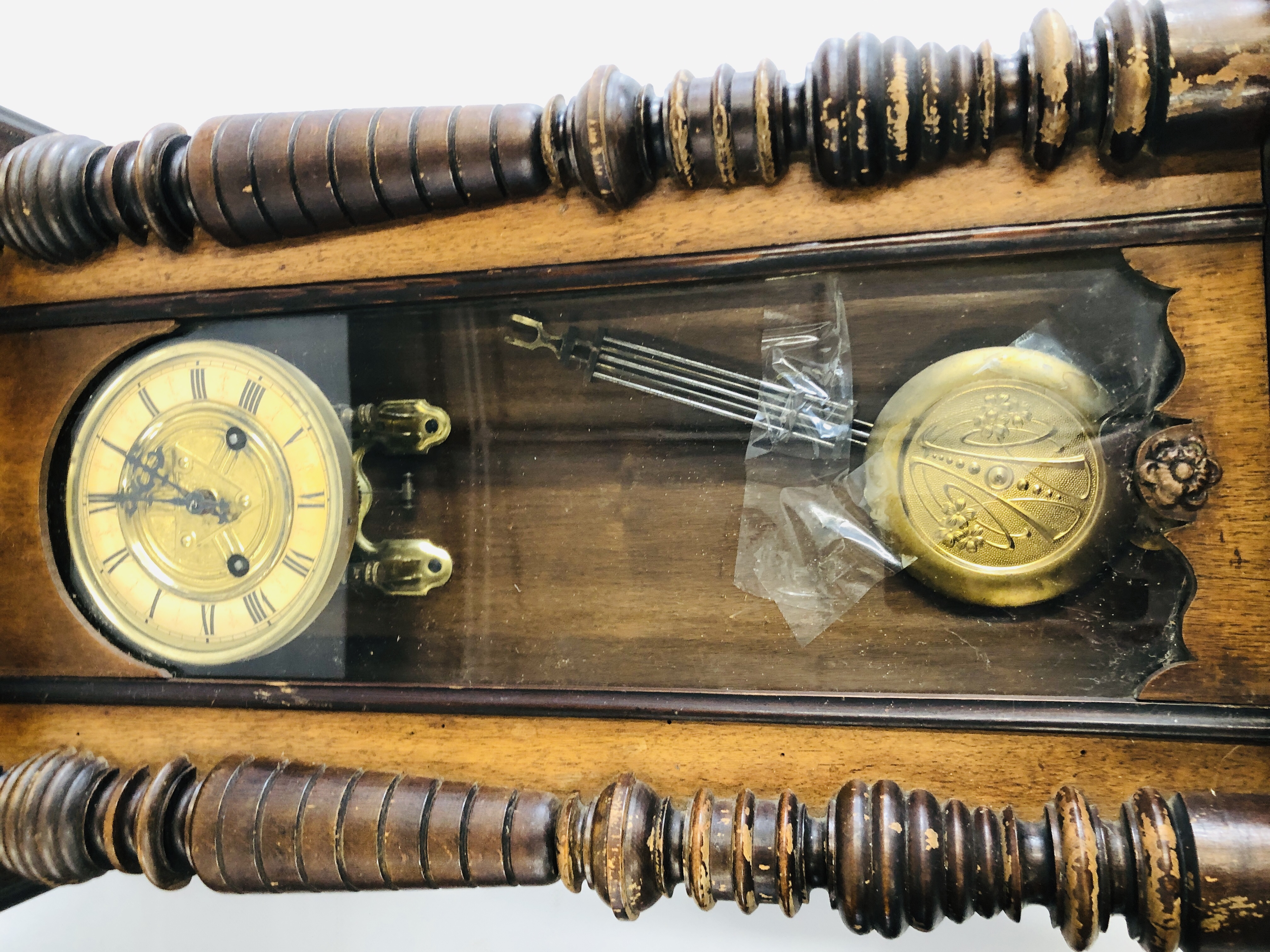 2 MAHOGANY CASED VIENNA WALL CLOCKS A/F. - Image 2 of 8