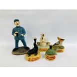 A COLLECTION OF 5 GILROY REPRODUCTION FIGURES TO INCLUDE SEAL, PELICAN, TORTOISE,