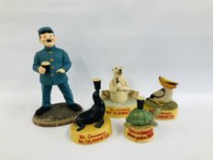 A COLLECTION OF 5 GILROY REPRODUCTION FIGURES TO INCLUDE SEAL, PELICAN, TORTOISE,